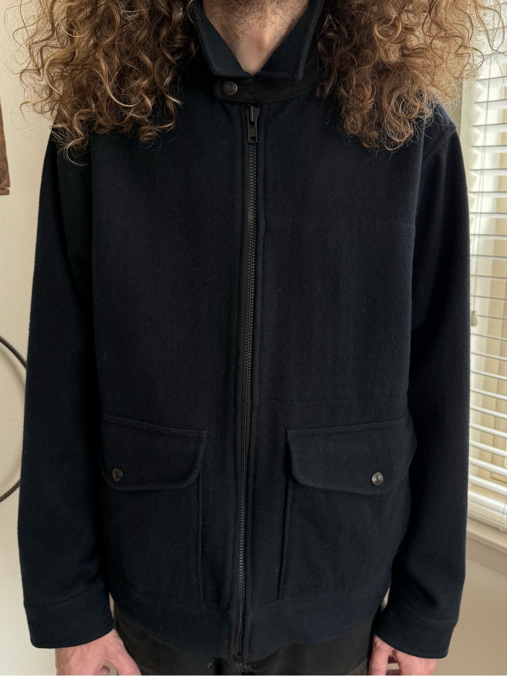 Filson Wool Short Cruiser Zip Up Jacket Navy Blue ~ Size Large